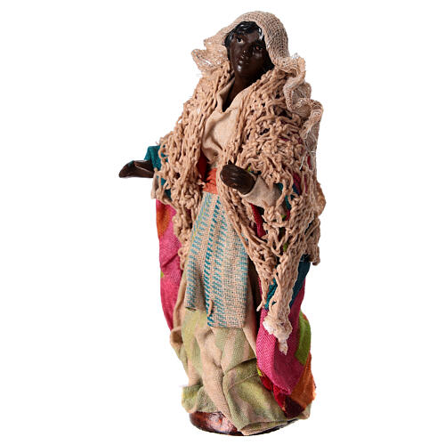 Moor woman, terracotta and fabric, Neapolitan Nativity Scene with 12 cm characters 3