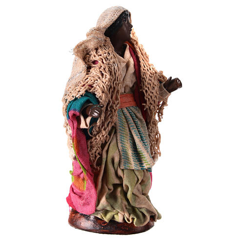 Moor woman, terracotta and fabric, Neapolitan Nativity Scene with 12 cm characters 4