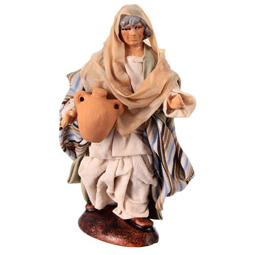 Shepherd with jug, terracotta and fabric, Neapolitan Nativity Scene with 12 cm characters 1