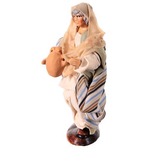 Shepherd with jug, terracotta and fabric, Neapolitan Nativity Scene with 12 cm characters 3