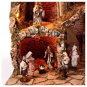 Décor crèche napolitaine 60x80x80 cm village statues terre cuite 12 cm