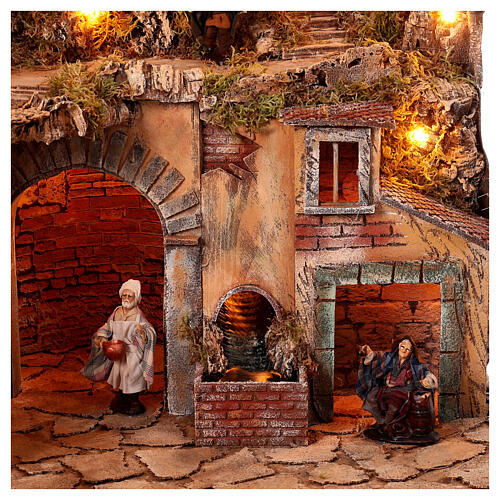 Neapolitan nativity scene setting 60X80X80 cm village terracotta statues 12 cm 6