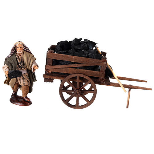 Carvoeiro terracota com carrinho presépio napolitano h 12 cm 3