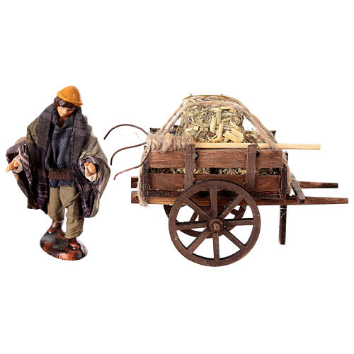 Farmer with cart of straw, h 10 cm, Neapolitan Nativity Scene 3