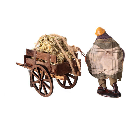 Carro campesino heno horca 10 cm terracota belén Nápoles 4