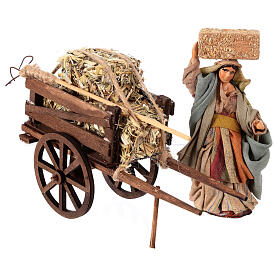 Carro presepe napoletano 12 cm contadino fieno forcone