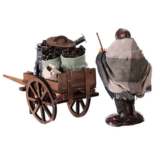 Chestnut seller with cart, h 10 cm, Neapolitan Nativity Scene 4