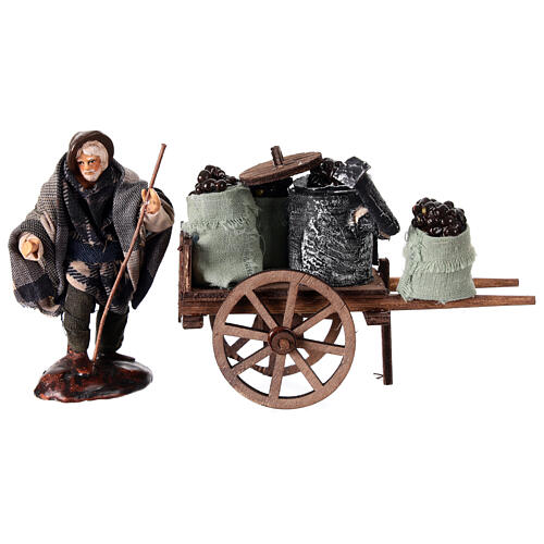 Carro castagne 10 cm presepe napoletano terracotta 3