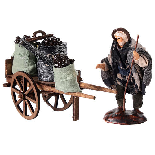 Wózek z kasztanami - szopka neapolitańska 10 cm, terakota 2