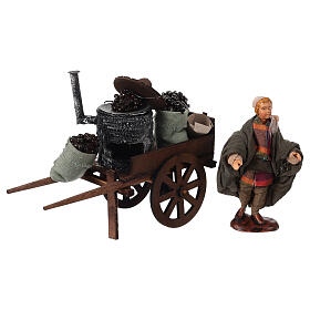Kastanienwagen und Verkäufer, neapolitanischer Stil – für 12 cm Krippe