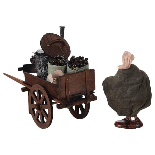 Wózek sprzedawcy kasztanów do szopki neapolitańskiej 12 cm, terakota 4