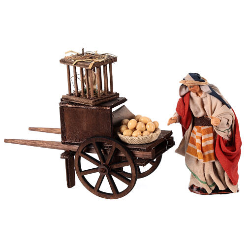 Carro venditore di uova 10 cm terracotta presepe napoletano 3