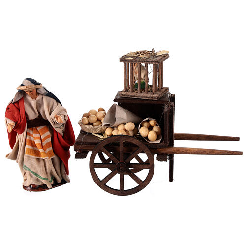 Sprzedawca jajek z wózkiem– figurka z terakoty do szopki neapolitańskiej 10 cm 2