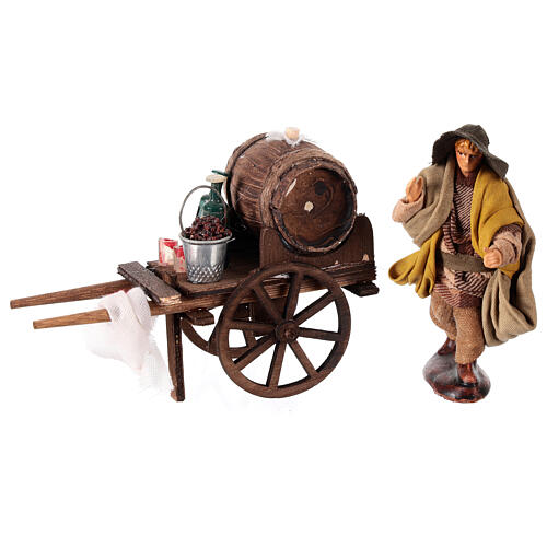 Cart with wine seller, h 10 cm, Neapolitan Nativity Scene 1