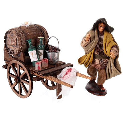 Cart with wine seller, h 10 cm, Neapolitan Nativity Scene 2