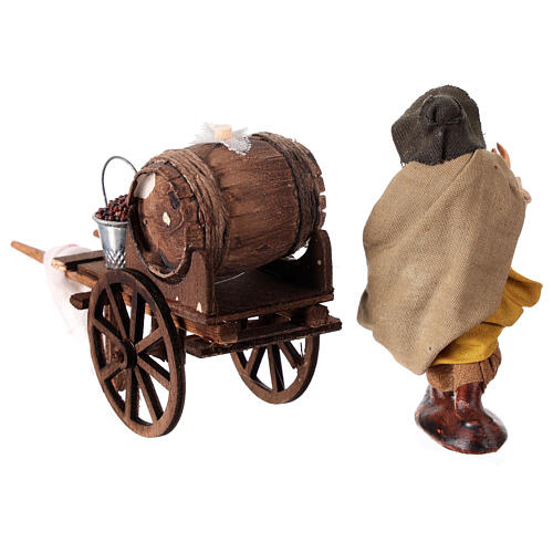 Cart with wine seller, h 10 cm, Neapolitan Nativity Scene 4