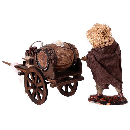 Carro venditore di vino terracotta h 12 cm presepe Napoli 4