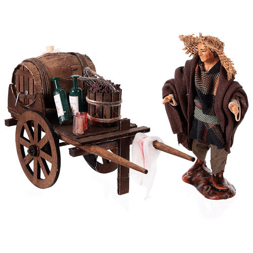 Terracotta wine seller with wagon h 12 cm Naples nativity scene 2