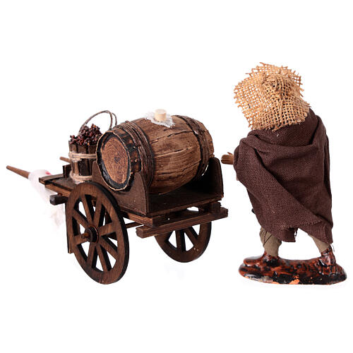 Terracotta wine seller with wagon h 12 cm Naples nativity scene 4