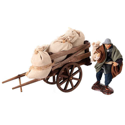 Carro contadino sacchi presepe napoletano 12 cm 1