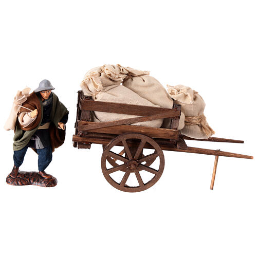 Carro contadino sacchi presepe napoletano 12 cm 3