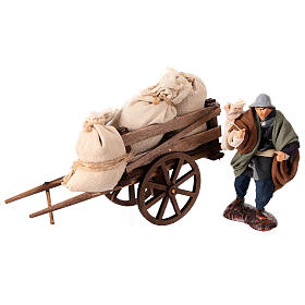 Peasant wagon with sacks for Neapolitan nativity scene 12 cm