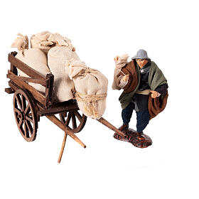 Peasant wagon with sacks for Neapolitan nativity scene 12 cm