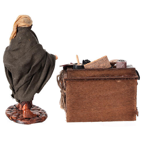 Schusterbank mit Schuster, Krippenfigur, Terrakotta und Holz, neapolitanische Krippe, für 10 cm Krippe 4