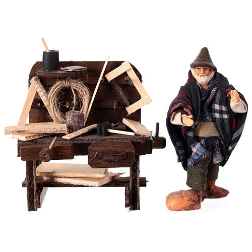 Carpenter with work bench, h 10 cm, Neapolitan Nativity Scene 1