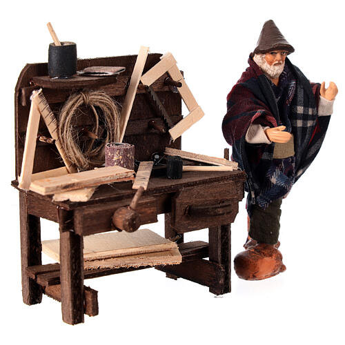 Carpenter with work bench, h 10 cm, Neapolitan Nativity Scene 3