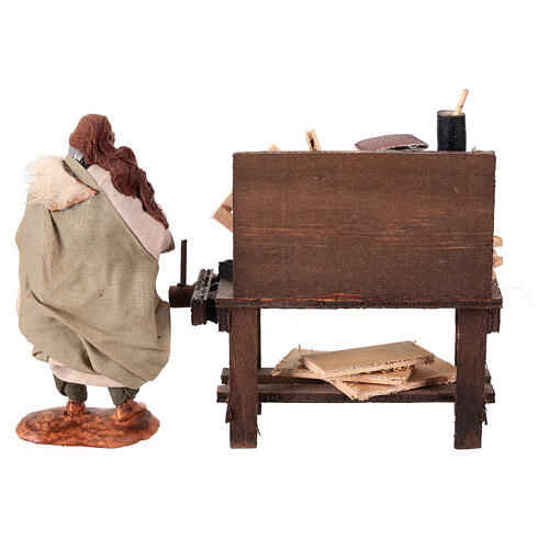 Carpenter's bench with terracotta figurine for 12 cm Neapolitan Nativity Scene 4