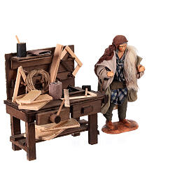 Carpenter with bench for Neapolitan terracotta nativity scene 12 cm