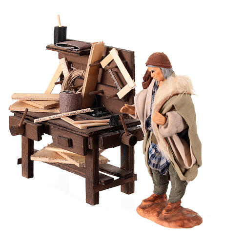 Carpenter with bench for Neapolitan terracotta nativity scene 12 cm 3