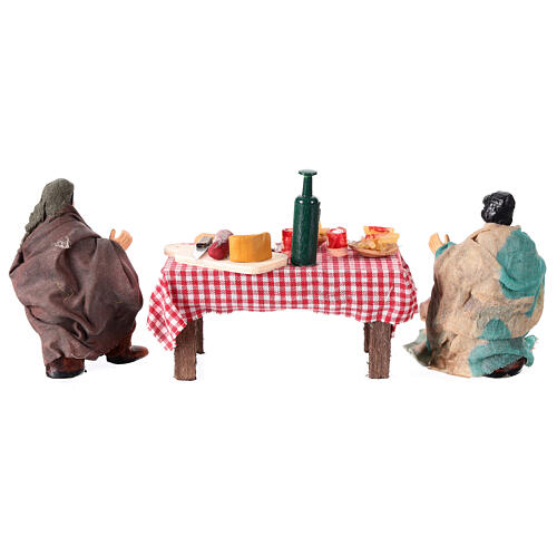 Table dressée 10 cm deux santons crèche napolitaine terre cuite 4