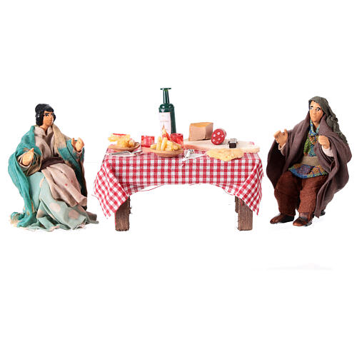 Tavola imbandita 10 cm due pastori presepe napoletano terracotta 1