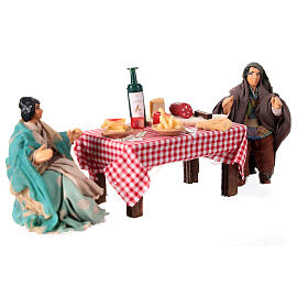 Table set 10 cm two shepherds Neapolitan terracotta nativity scene