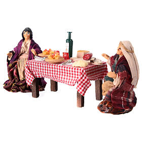 Table dressée terre cuite 12 cm crèche napolitaine 2 santons