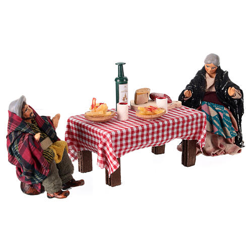 Table full of food with 8 cm terracotta figurines, Neapolitan Nativity Scene 2