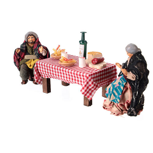 Table full of food with 8 cm terracotta figurines, Neapolitan Nativity Scene 3