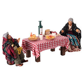 Table set with couple 8 cm terracotta Neapolitan nativity scene