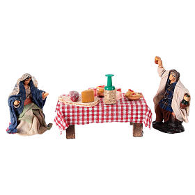 Tavola imbandita pastori terracotta presepe napoletano 6 cm