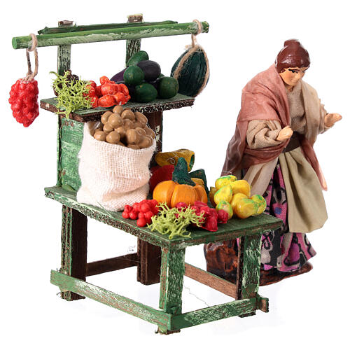 Market stall with fruits and seller for 8 cm Neapolitan Nativity Scene 3