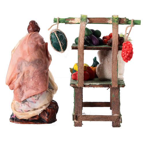 Market stall with fruits and seller for 8 cm Neapolitan Nativity Scene 4