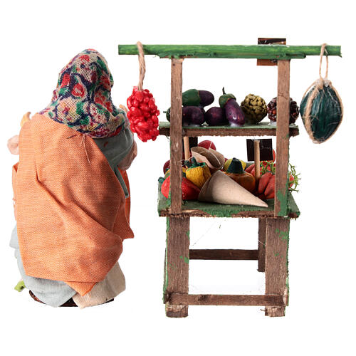 Marktszene, Verkaufsstand mit Obst – für 10 cm Krippe, Terrakotta, neapolitanischer Stil 4