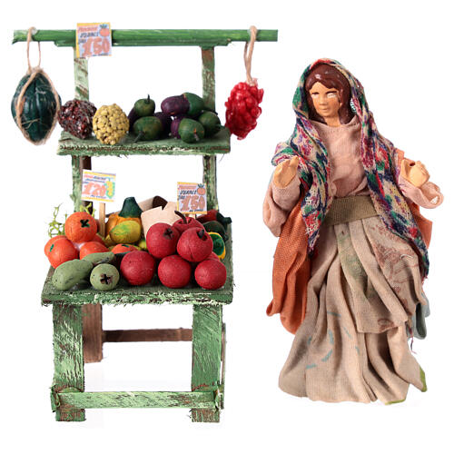 Fruit stall for Neapolitan Nativity Scene with 10 cm terracotta figurine 1