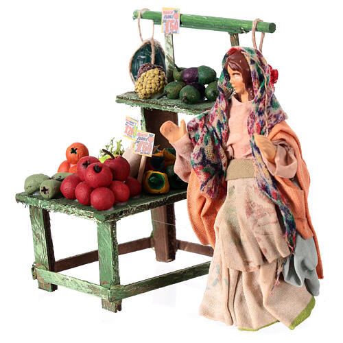 Banca de frutas terracota presépio napolitano 10 cm 2