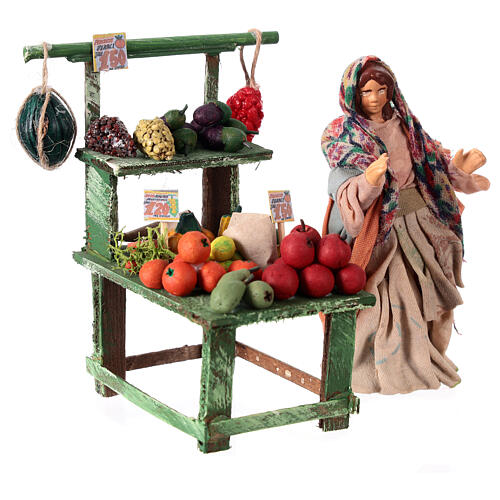 Banca de frutas terracota presépio napolitano 10 cm 3