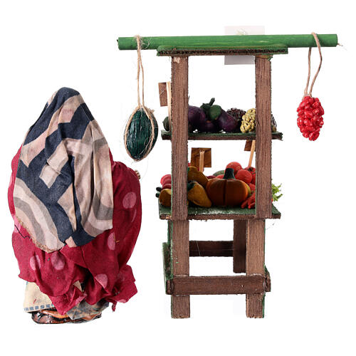 Market stand with fruits and 12 cm terracotta figurine for Neapolitan Nativity Scene 4