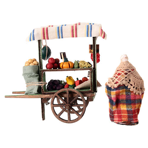 Fruit cart with seller, 10 cm terracotta Neapolitan Nativity Scene 3