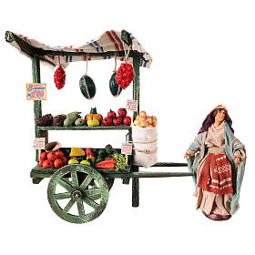 Neapolitan nativity scene fruit wagon 12 cm terracotta